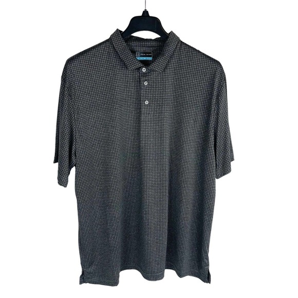 New PGA TOUR Mens Sz XXL Grey Checkered Polo Shirt Stretch NWT - Picture 1 of 8
